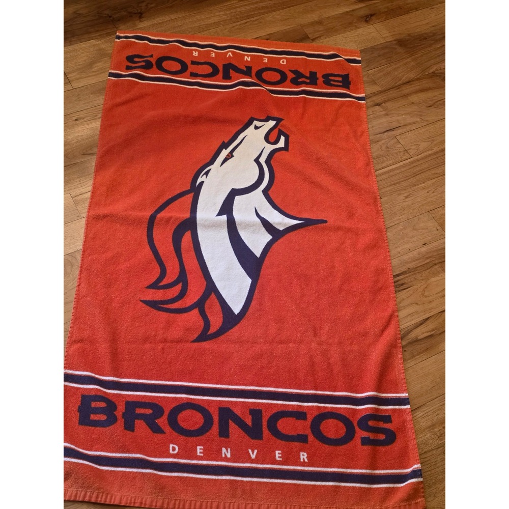 NFL Denver Broncos Beach Towel Orange Navy Blue‎ Logo 28x52 Football Fan Gear